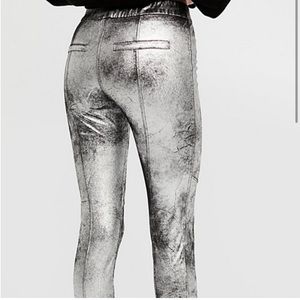 Free people metallic silver suede size 24